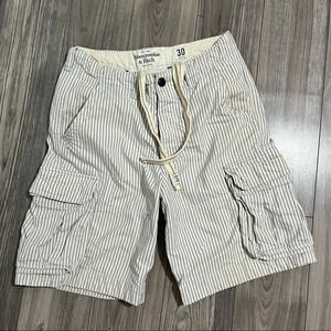 VTG Abercrombie & Fitch 100% cotton striped Cargo men shorts Size 30